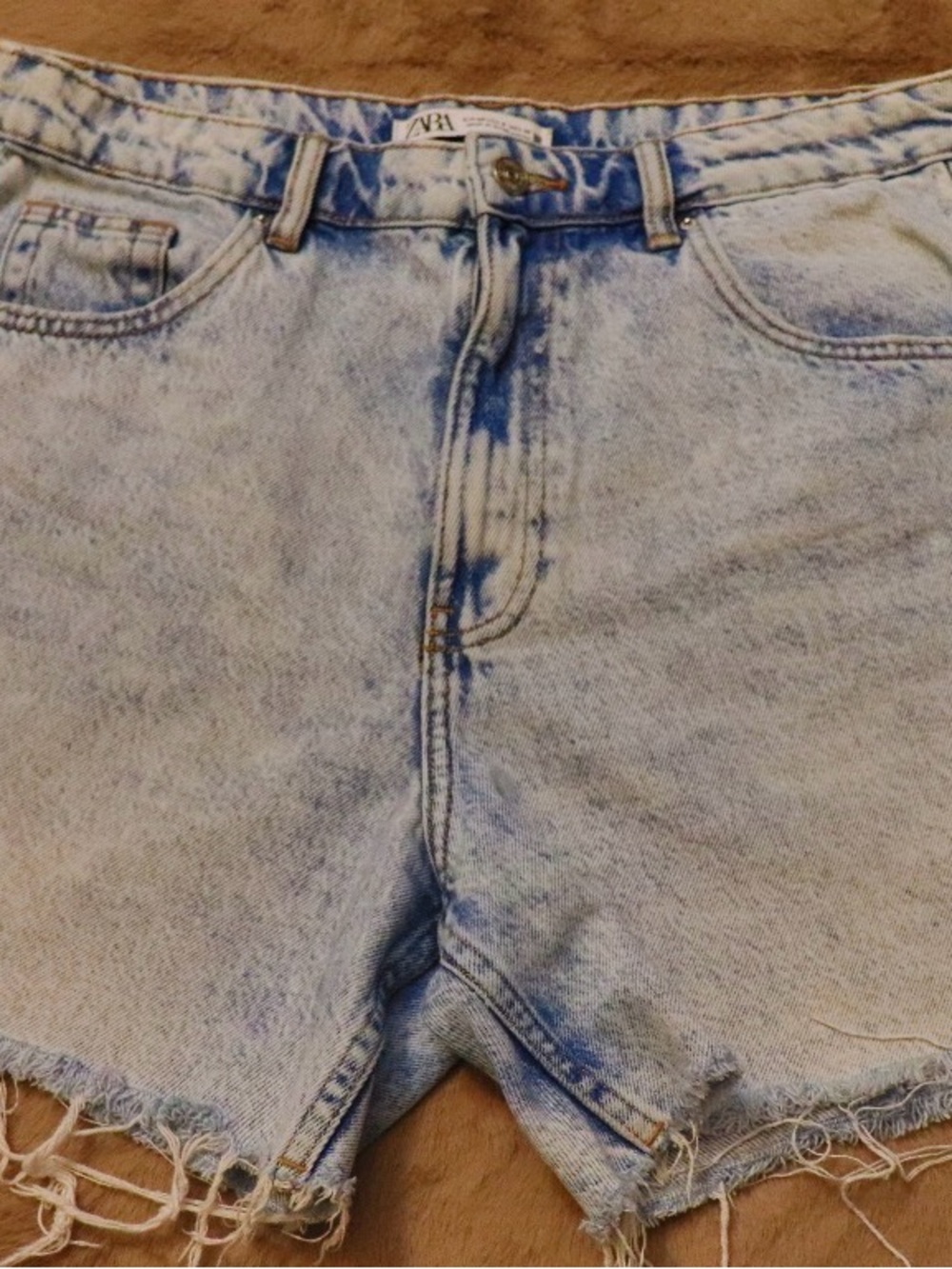 Zara Light Blue High-Waist Denim Shorts